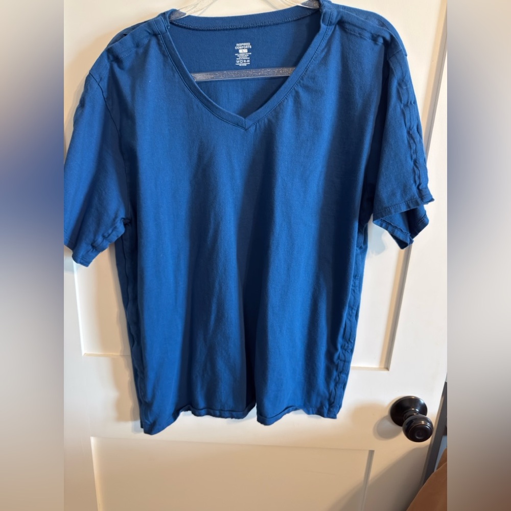 Womens Blue V-Neck Shirt For Hurt Arm